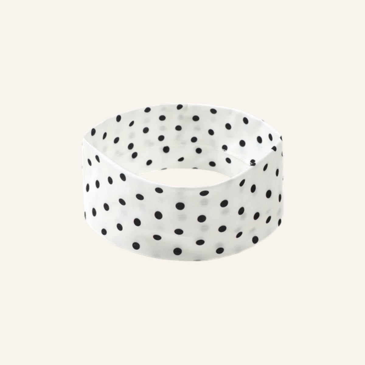 Pallina Haarband – Wit, brede haarband met zwarte stippen
