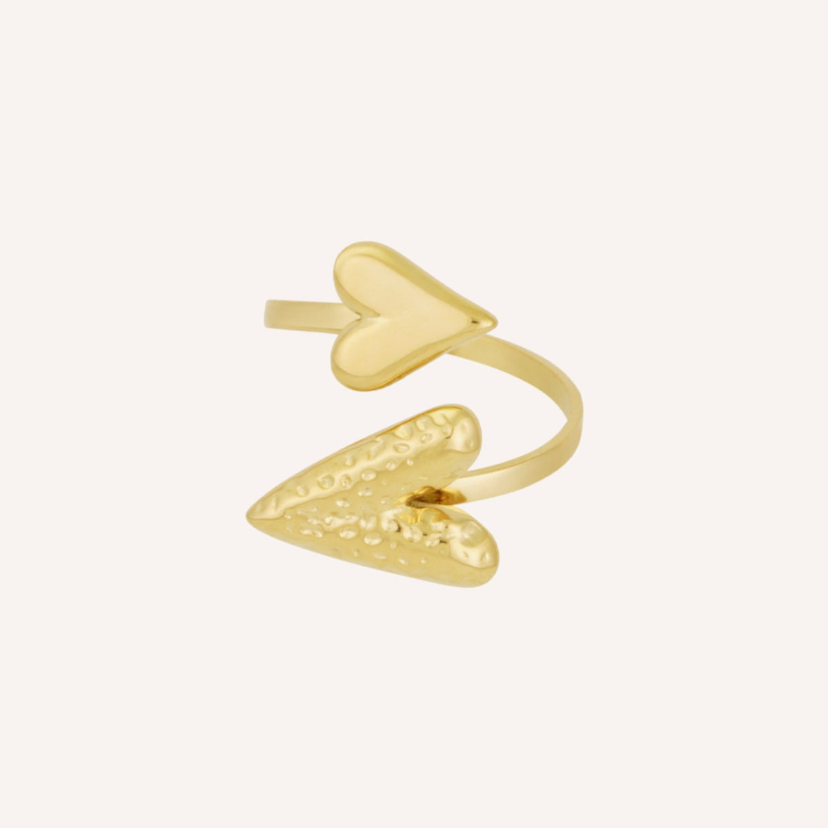 Affetto Ring, goudkleurige statement ring met dubbel ontwerp