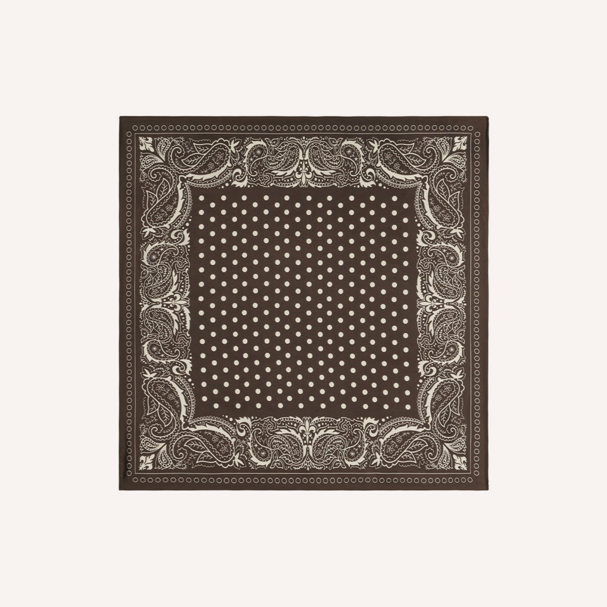 Broccato Sjaal – Bruin, zijde-look sjaaltje met stippen en paisley