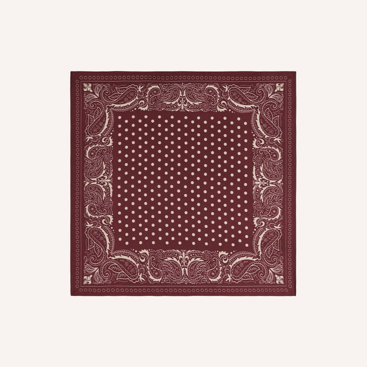 Broccato Sjaal – Karmozijnrood, zijde-look sjaaltje met stippen en paisley