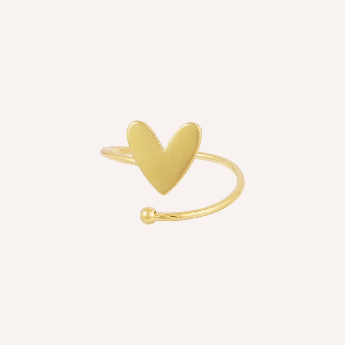 Carezza Ring, goudkleurige gedraaide ring met hartmotief