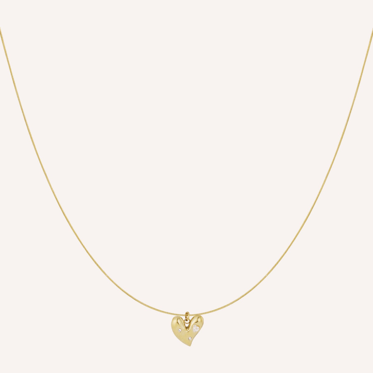 Cefalu Ketting, korte goudkleurige ketting met strass-hartje