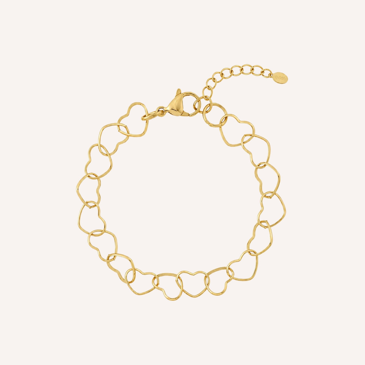 Dolce Armband, goudkleurige armband met ronde hartschakels