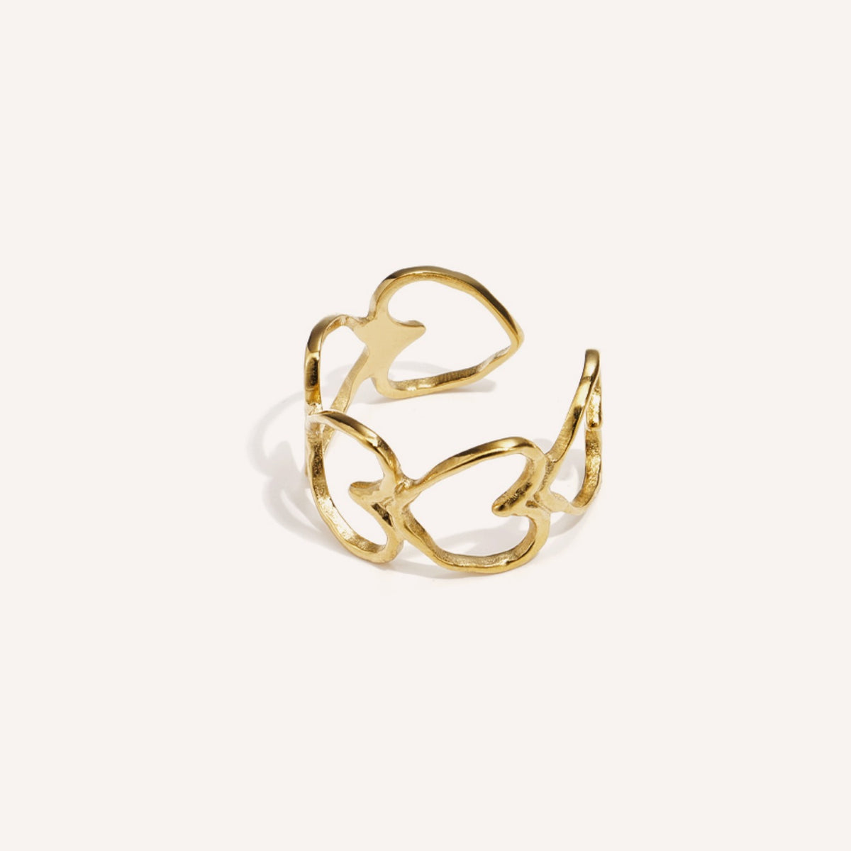 Romantica Ring, goudkleurige statement ring met harten