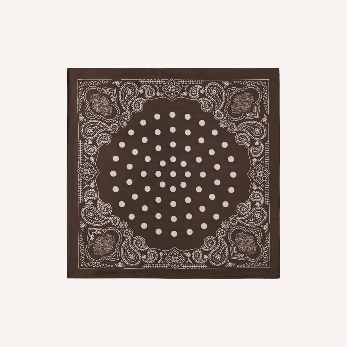 Seta Sjaal – Bruin, zijde-look sjaaltje met stippen en paisley