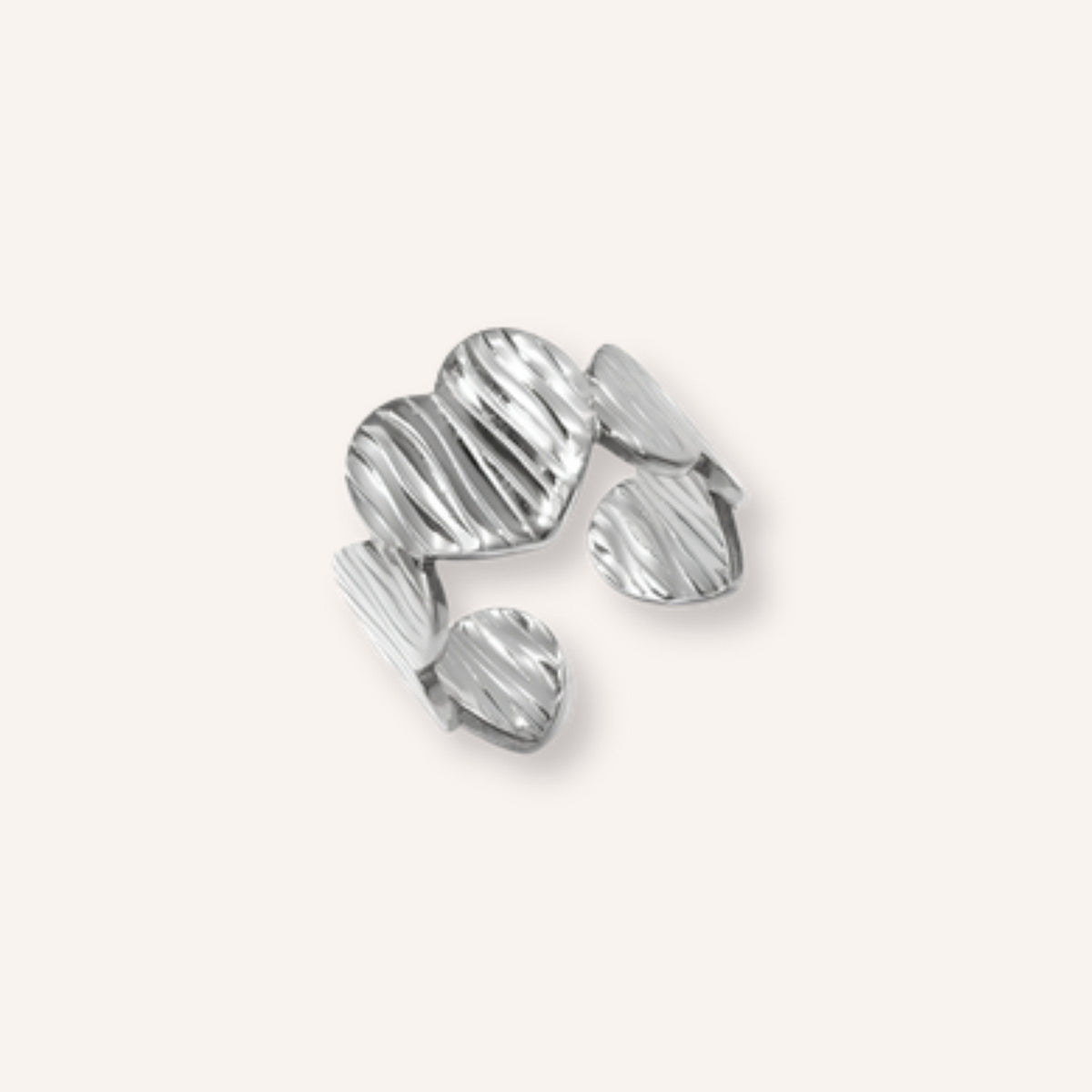 Batticuore Ring Zilver – zilverkleurige ring met hartjes