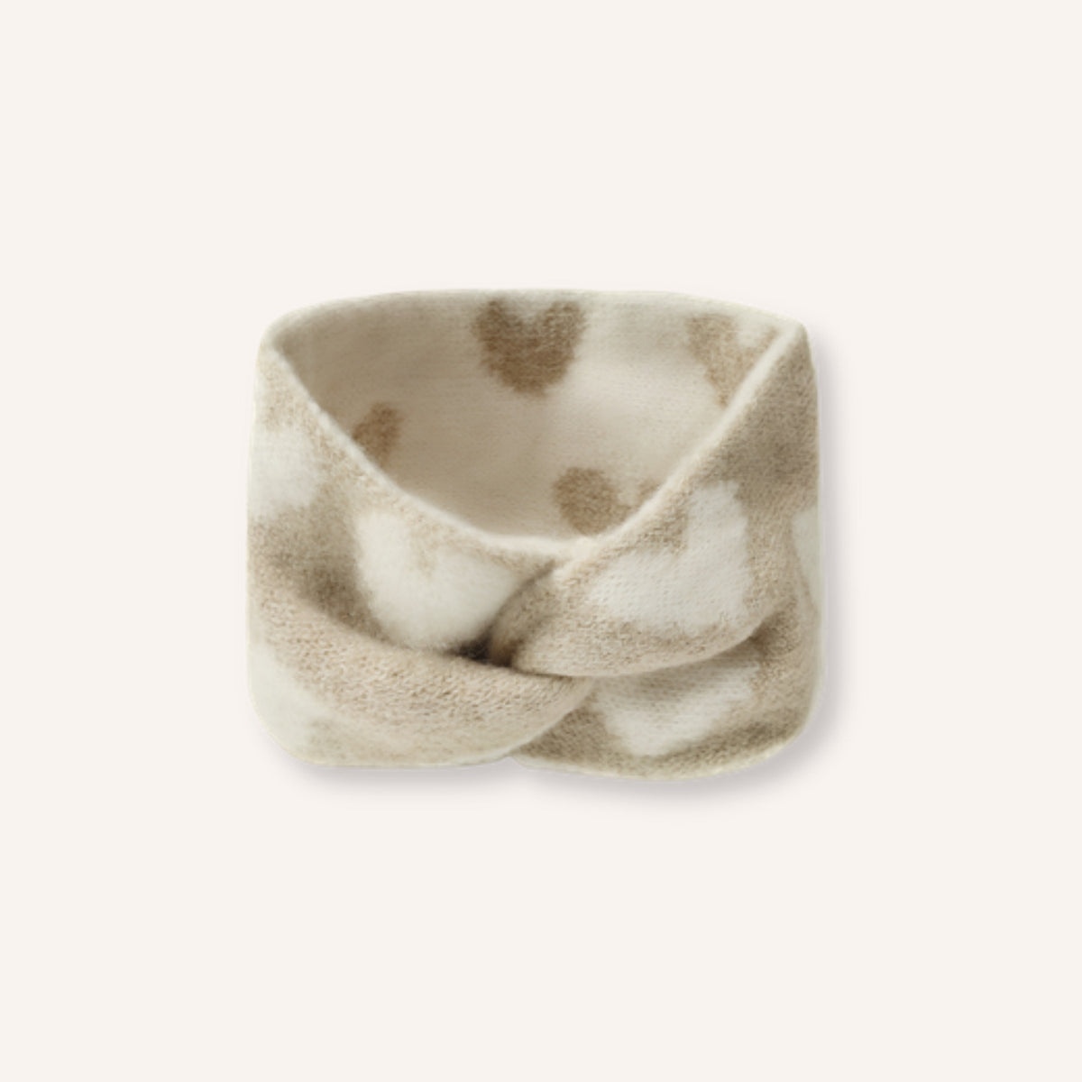 Dolcetto Haarband Beige – zachte haarband met hartjes