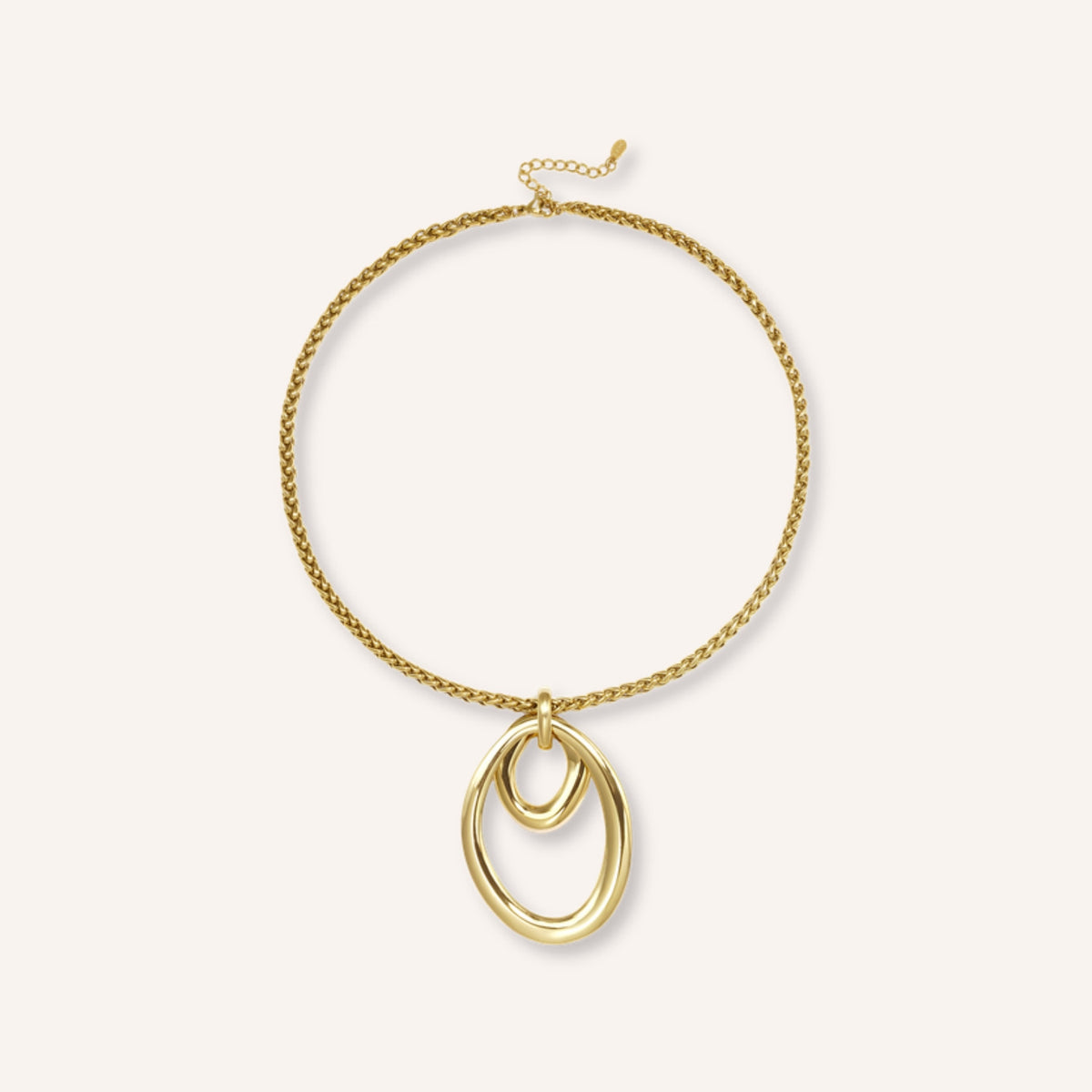 Duetto Ketting – goudkleurige ketting met dubbele ovale hanger