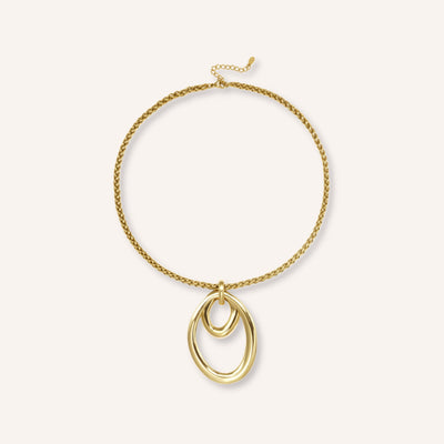 Duetto Ketting – goudkleurige ketting met dubbele ovale hanger