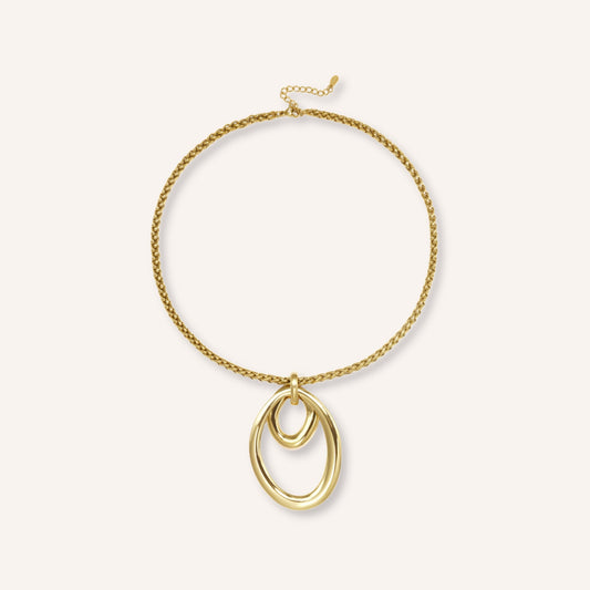 Duetto Ketting – goudkleurige ketting met dubbele ovale hanger
