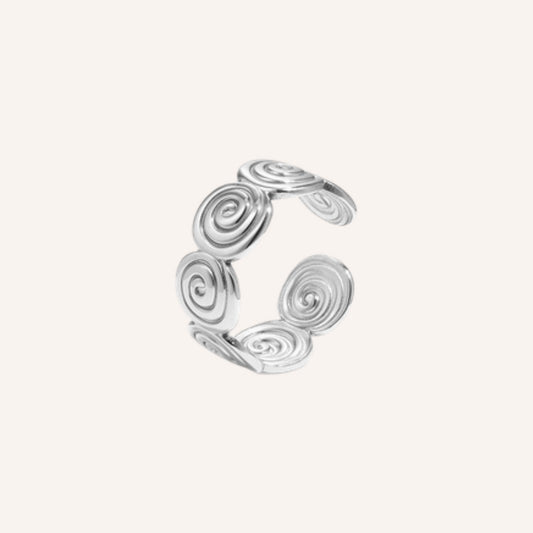 Mulinello Ring Zilver – zilverkleurige ring met spiralen