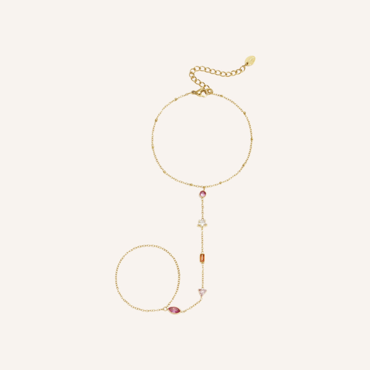 Murano Handchain – goudkleurige handketting met zirkonia steentjes
