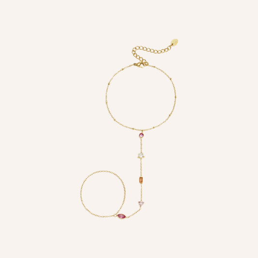 Murano Handchain – goudkleurige handketting met zirkonia steentjes