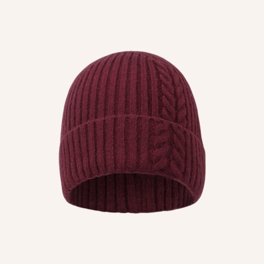 Sappada Muts Karmozijnrood – effen gebreide wintermuts