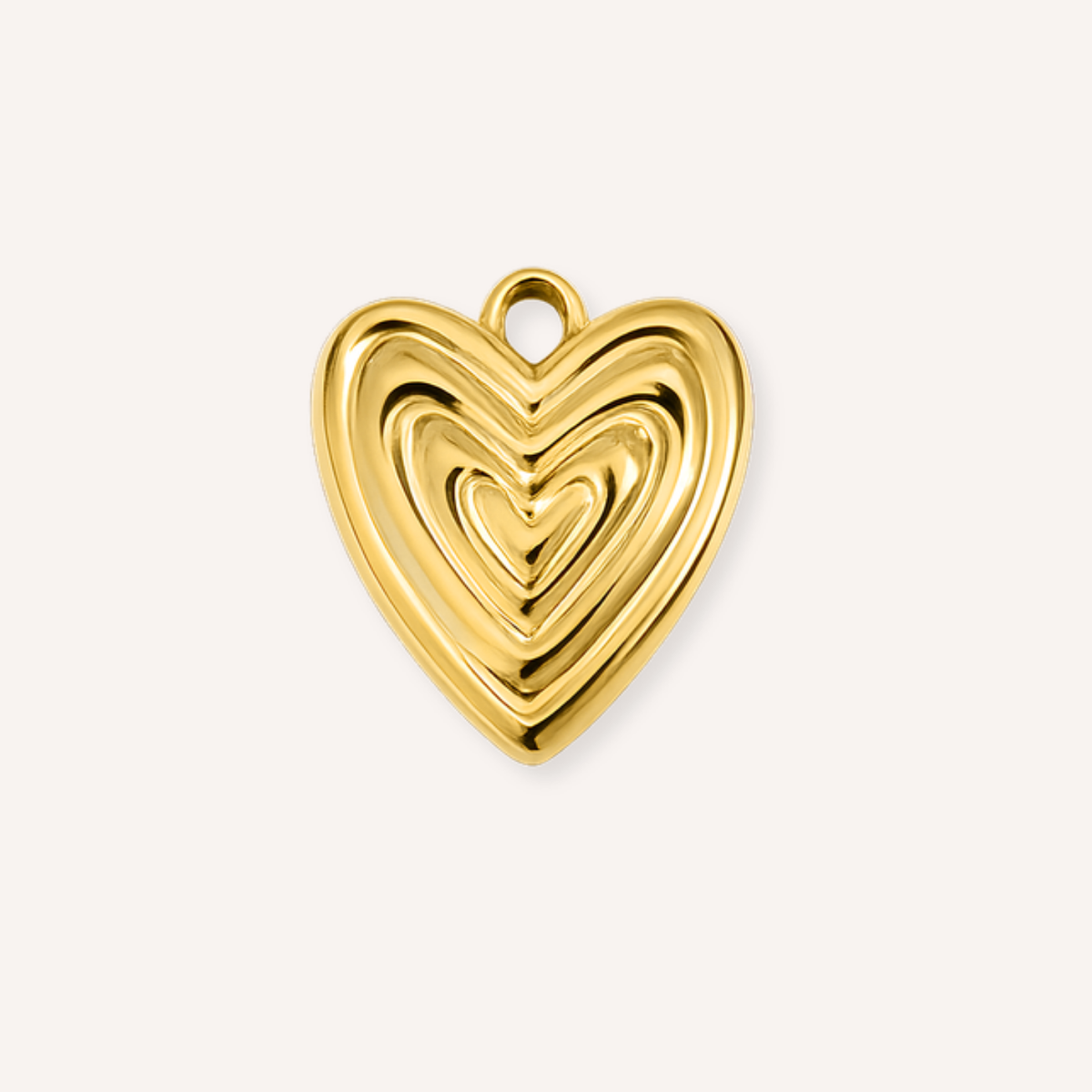 Abbraccio Charm, goudkleurig hartje met gelaagde lijnen