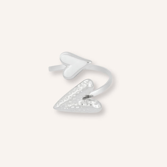 Affetto Ring in zilver, zilverkleurige statement ring met dubbel ontwerp