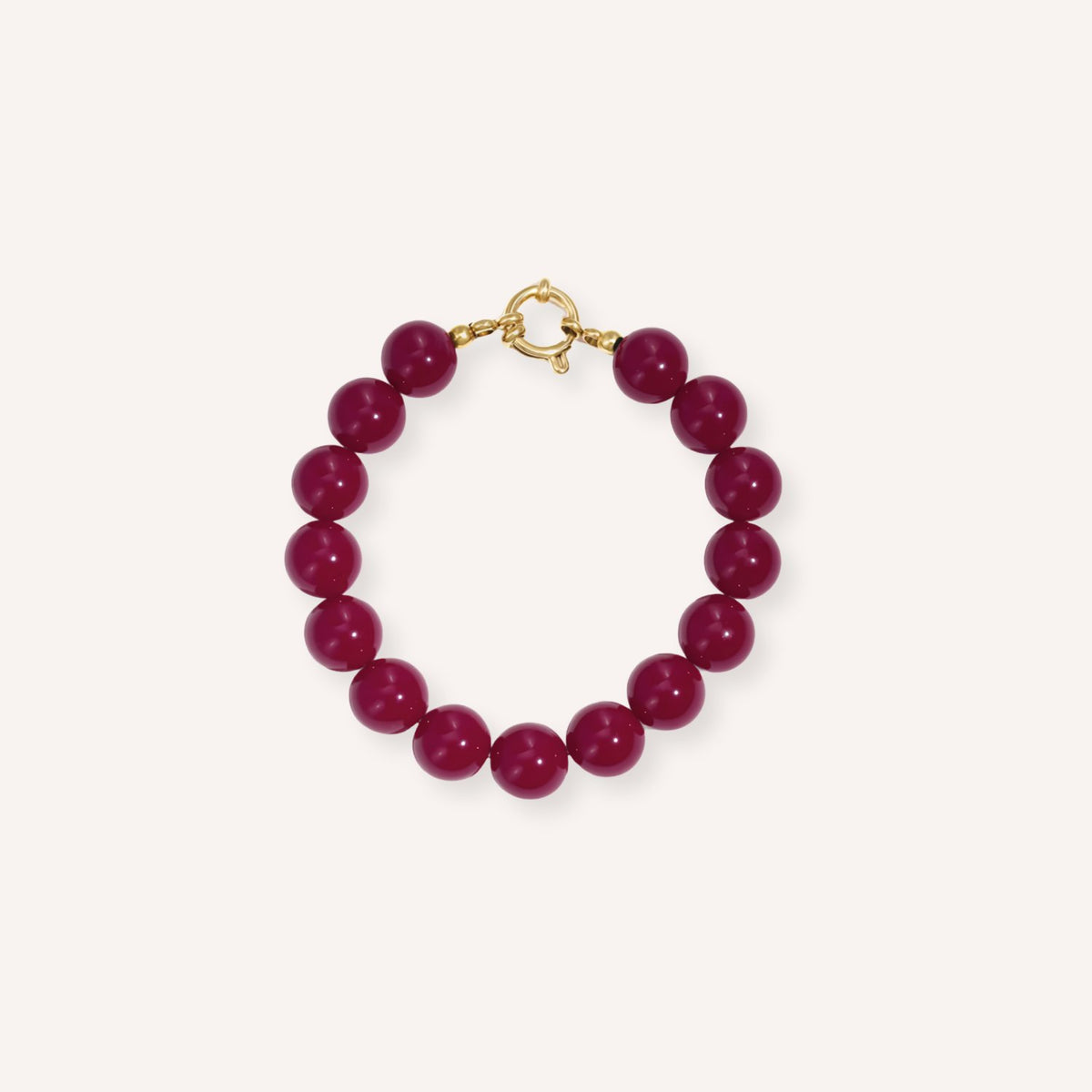 Amora Armband – Fuchsia, kralenarmband met goudkleurige ringsluiting
