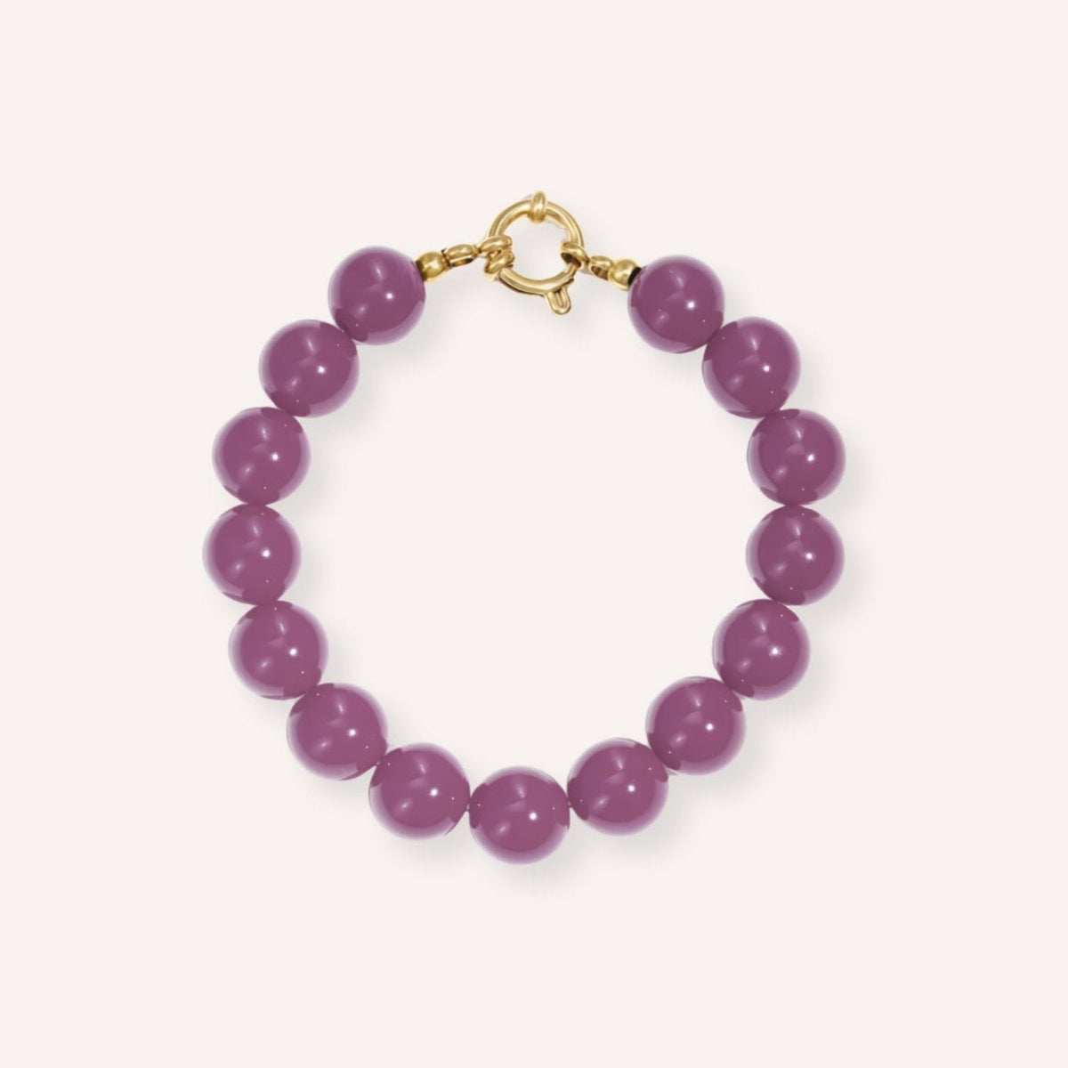 Amora Armband – Paars, kralenarmband met goudkleurige ringsluiting