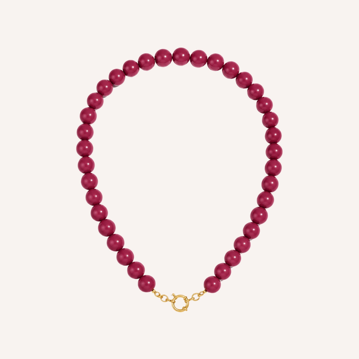 Amora Ketting – Fuchsia, kralenketting met goudkleurige ringsluiting