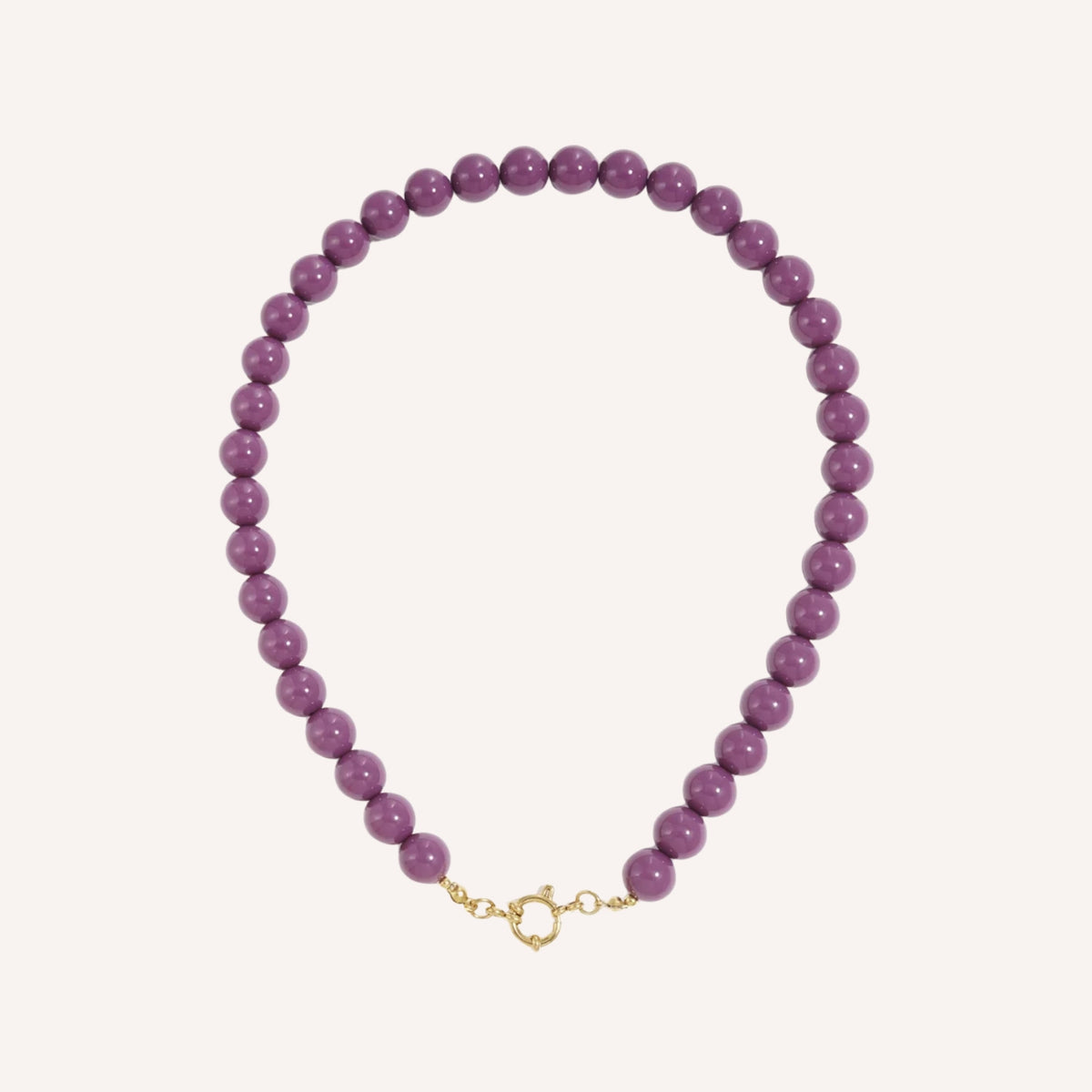 Amora Ketting – Paars, kralenketting met goudkleurige ringsluiting