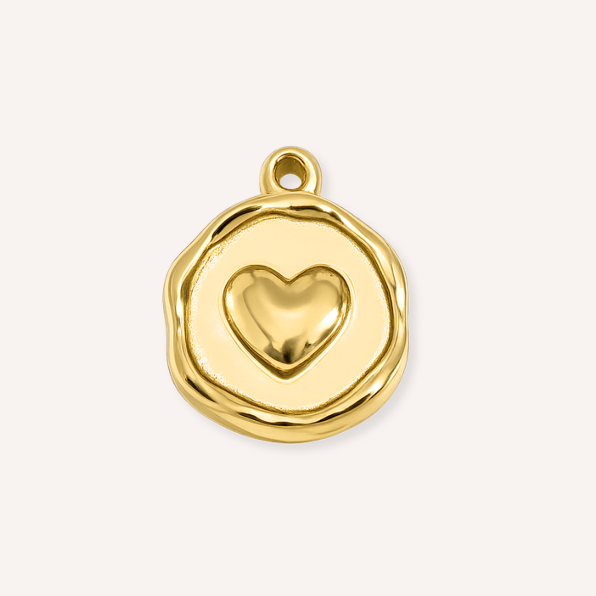 Amoretto Charm, goudkleurig medaillon met hartje in het midden
