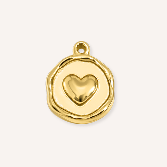 Amoretto Charm, goudkleurig medaillon met hartje in het midden