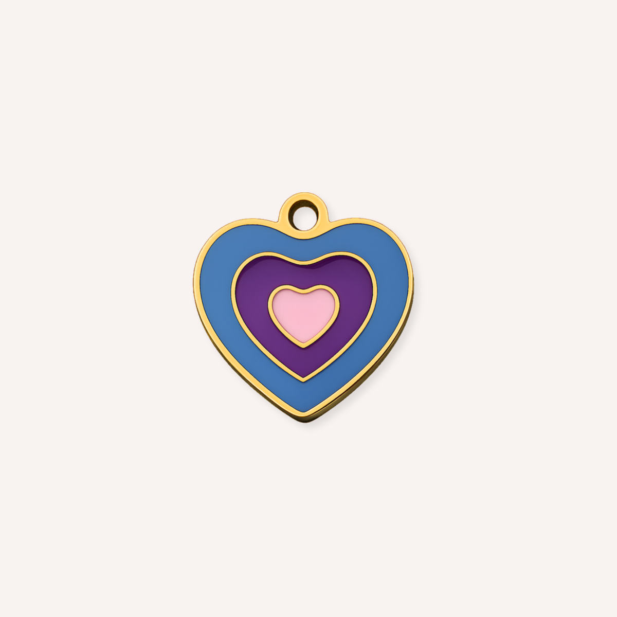 Azzurra Charm, gelaagde hartjes in roze, paars en blauw