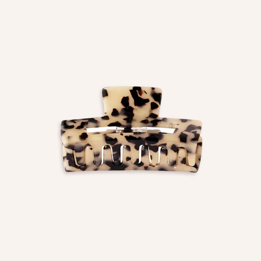 Bergamo Haarklem – Beige, klauwclip in lichte schildpadprint