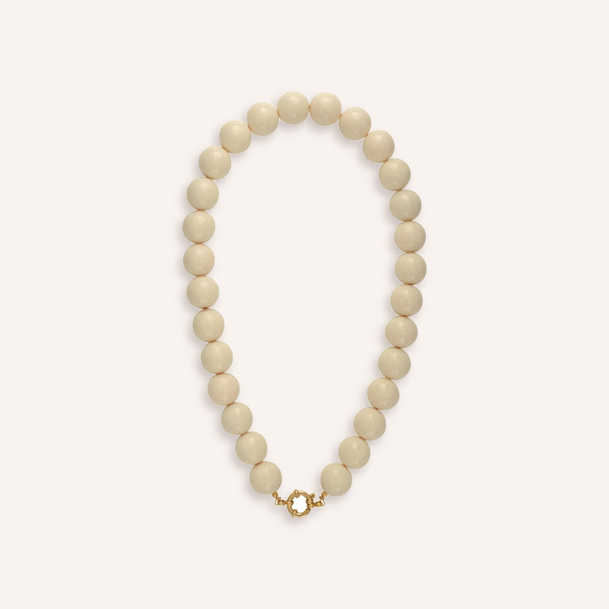 Bolla Ketting – Beige, kralenketting met grote beige kralen