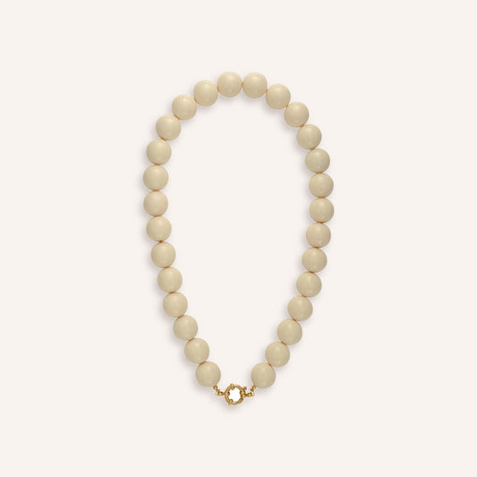 Bolla Ketting – Beige, kralenketting met grote beige kralen