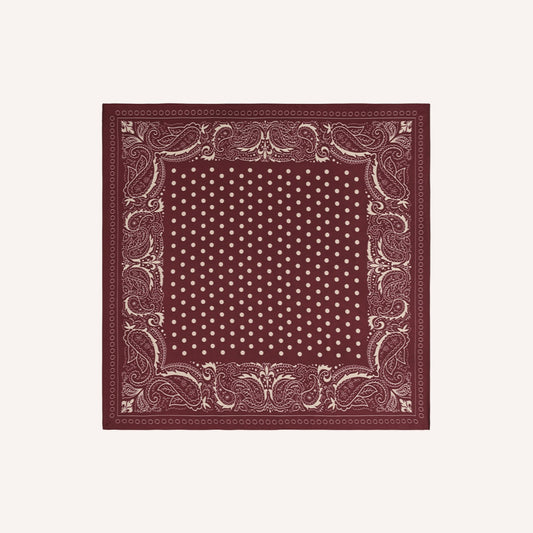 Broccato Sjaal – Karmozijnrood, zijde-look sjaaltje met stippen en paisley