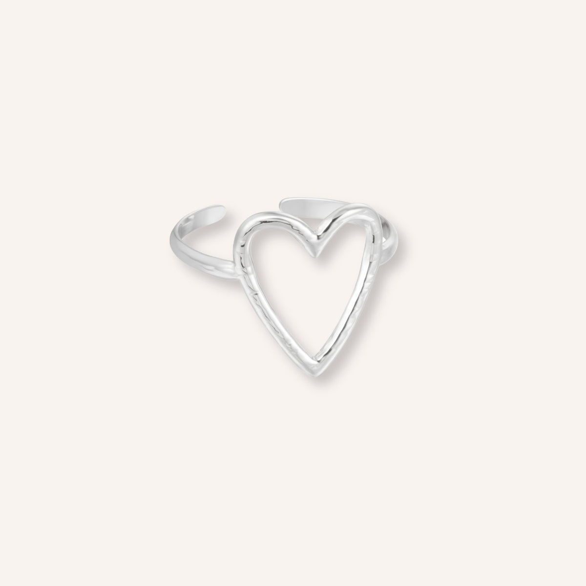 Calore Ring in zilver, zilverkleurige ring met groot hart