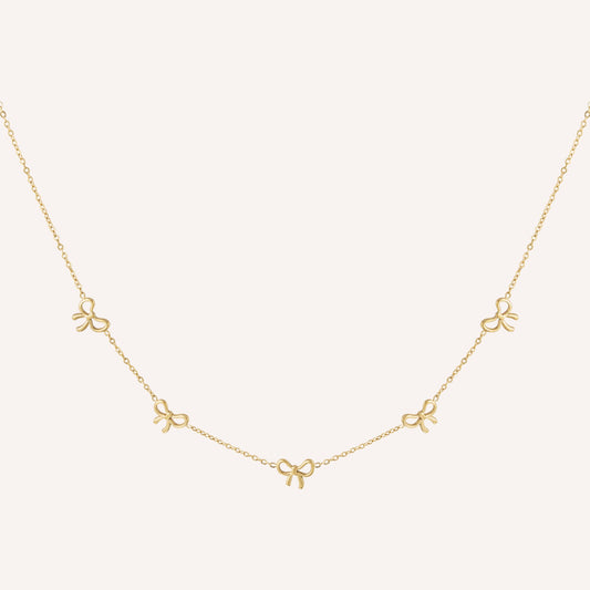 Camogli Ketting, goudkleurige ketting met strikjes