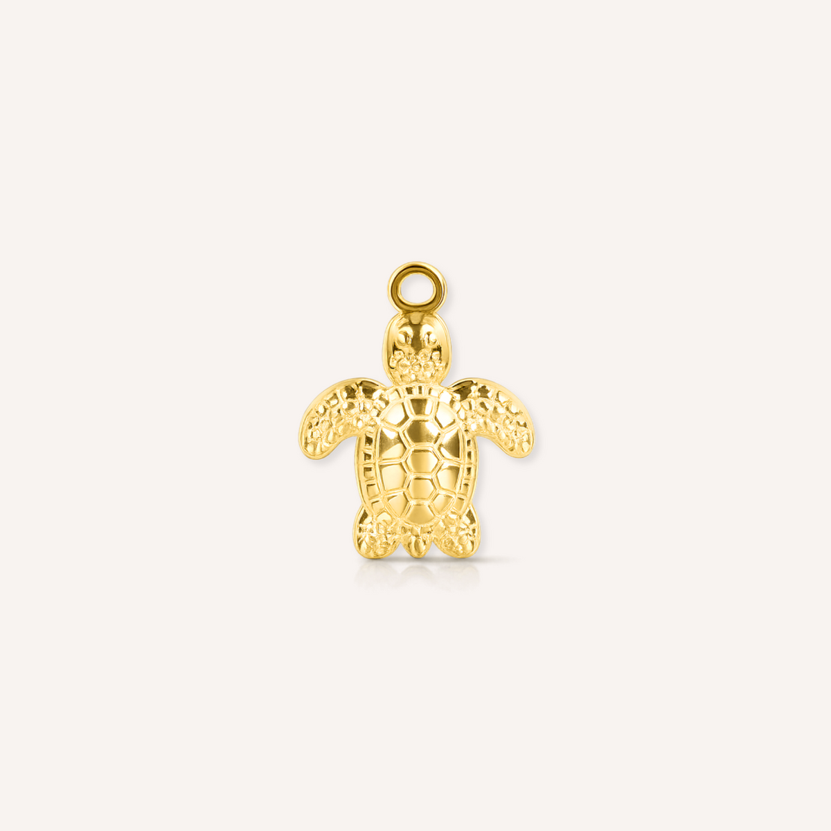 Caretta Charm, goudkleurig schildpadje met gedetailleerd schild