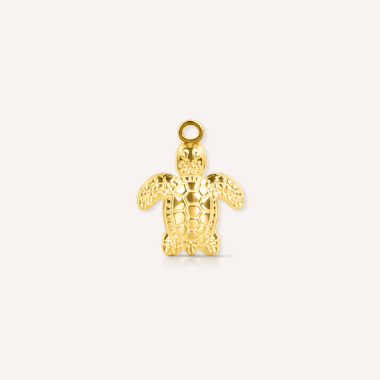 Caretta Charm, goudkleurig schildpadje met gedetailleerd schild