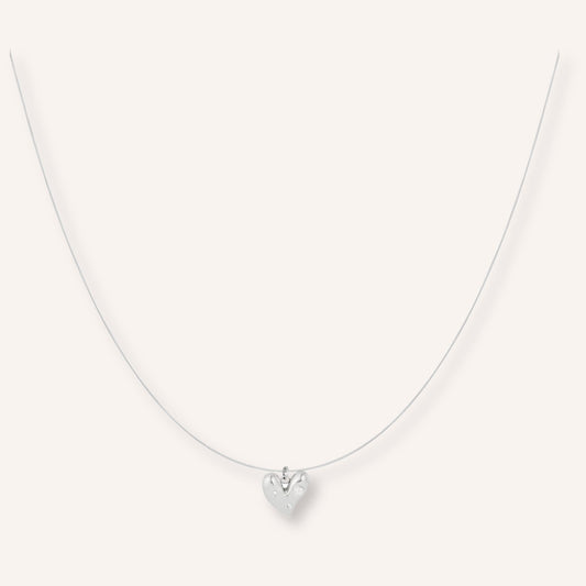 Cefalu Ketting in zilver, korte zilverkleurige ketting met strass-hartje