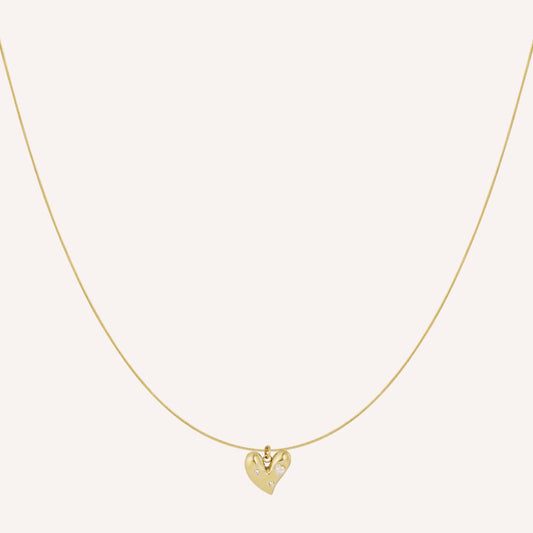 Cefalu Ketting, korte goudkleurige ketting met strass-hartje