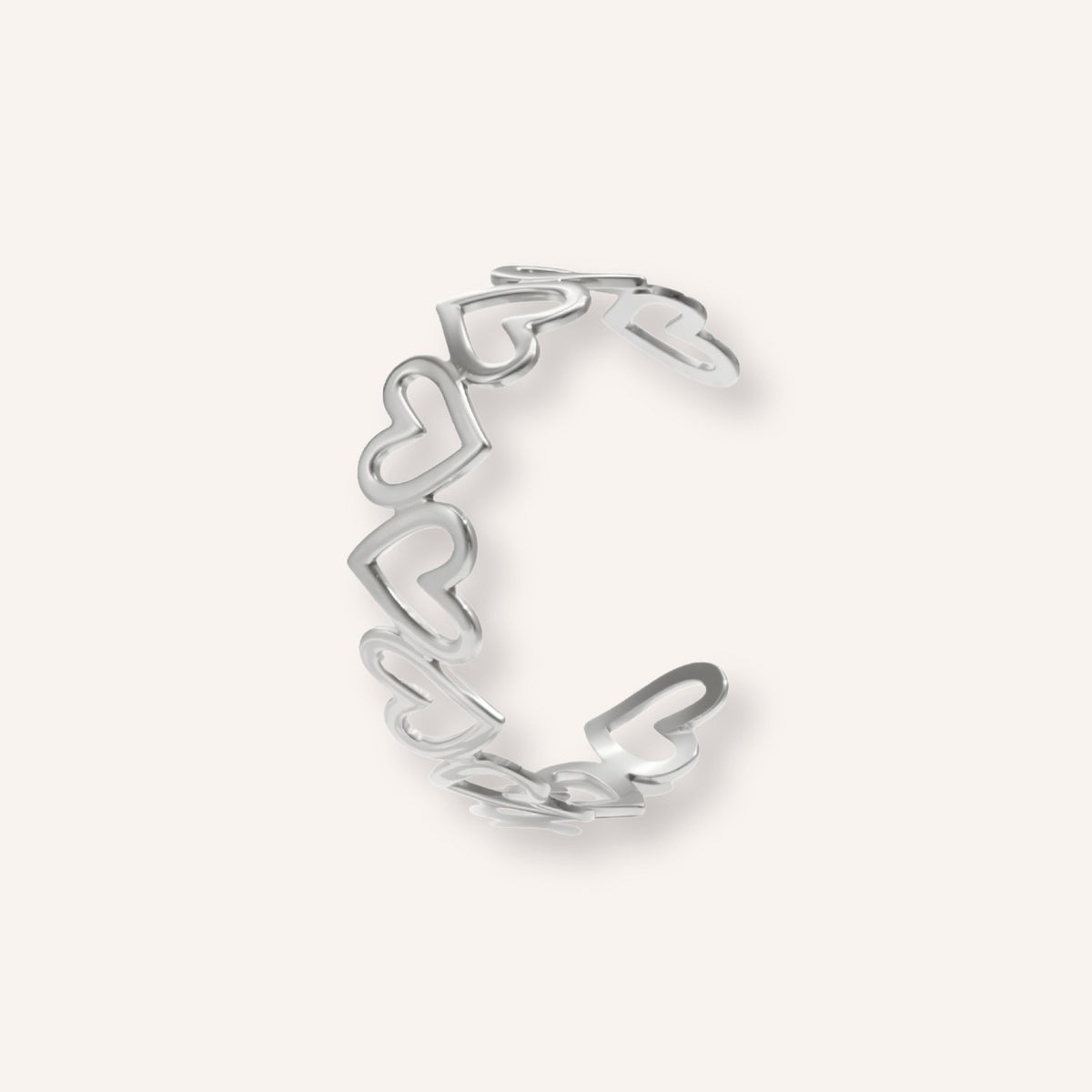 Como Armband in zilver, zilverkleurige manchetarmband met hartmotief