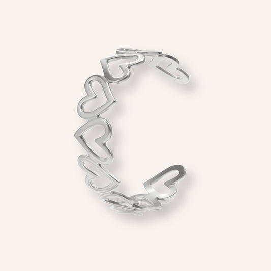 Como Armband in zilver, zilverkleurige manchetarmband met hartmotief