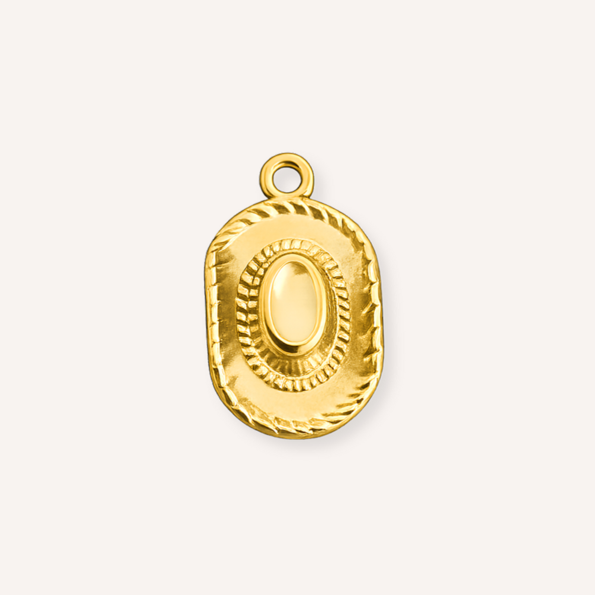 Cowboy Charm, goudkleurige cowboyhoedbedel met ovaal middenstuk