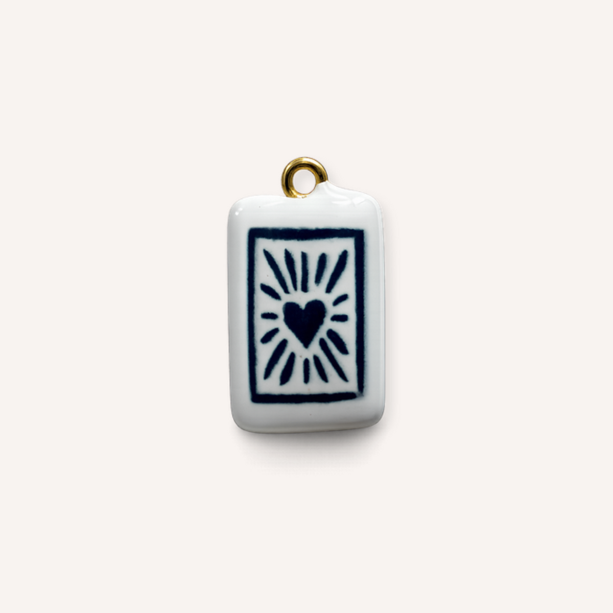 Cuore Blu Charm, rechthoekig tegeltje met Delftsblauw hartmotief