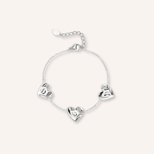 Elba Armband in zilver, zilverkleurige armband met hartvormige bedel
