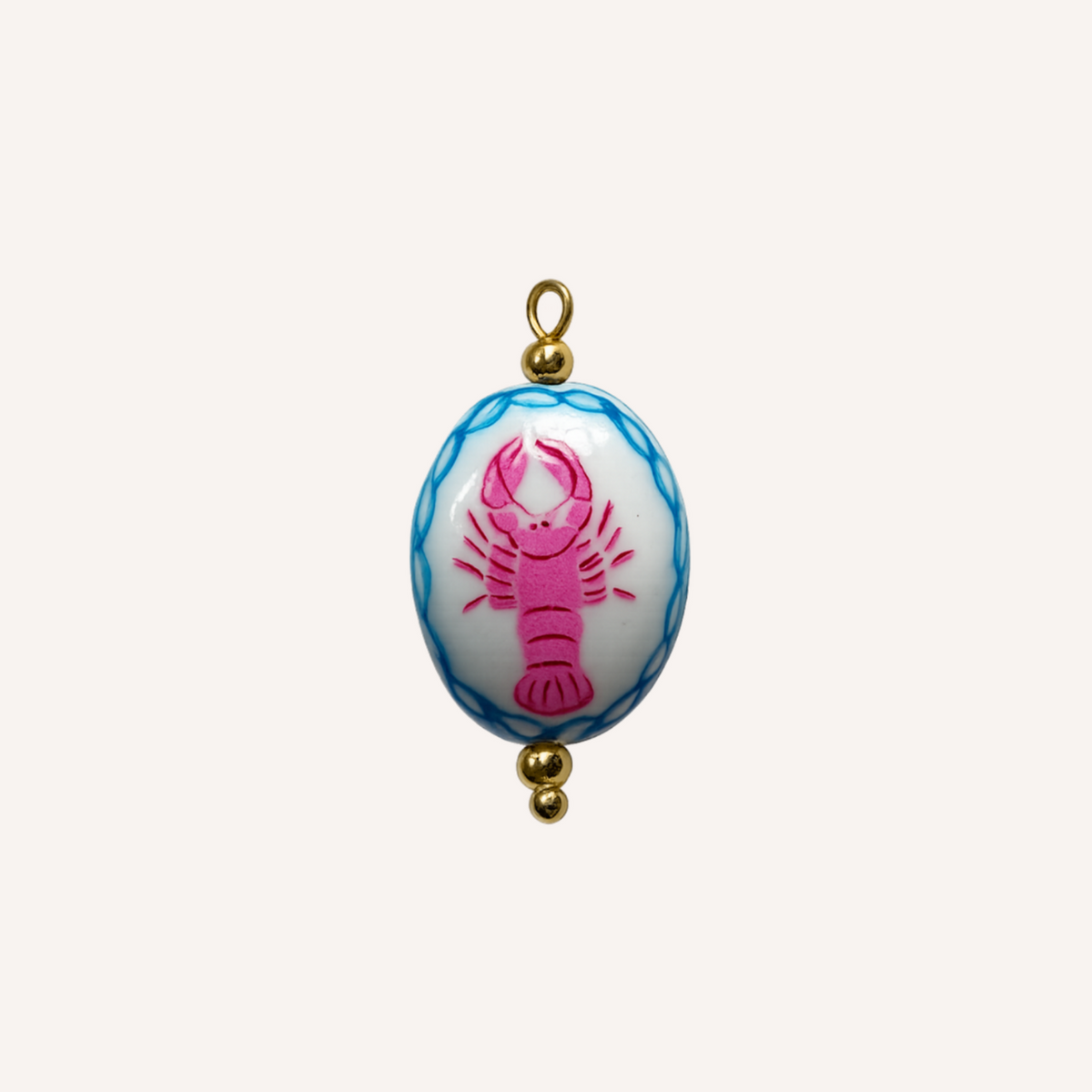 Gambero Charm, roze garnaal met blauwe rand
