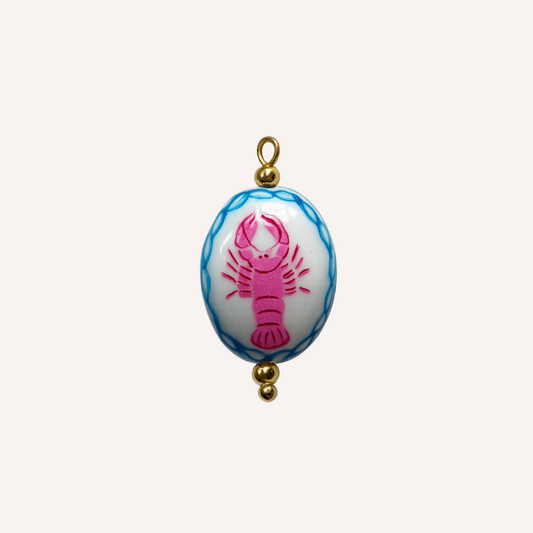 Gambero Charm, roze garnaal met blauwe rand