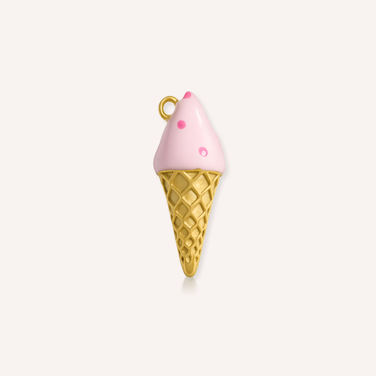 Gelato Charm, goudkleurig ijsje met zachtroze emaille