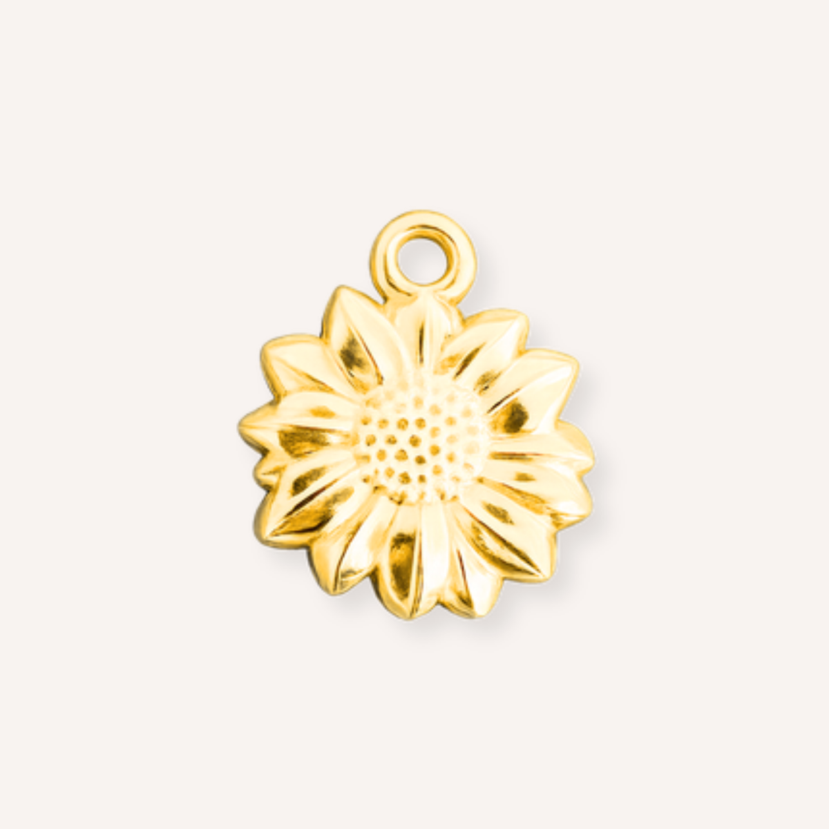 Girasole Charm, goudkleurige zonnebloembedel met reliëfdetails