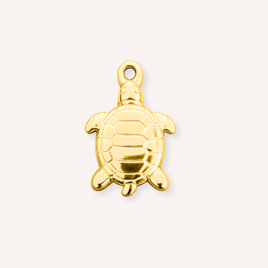 Guscio Charm, goudkleurige schildpadbedel met geribbeld schild
