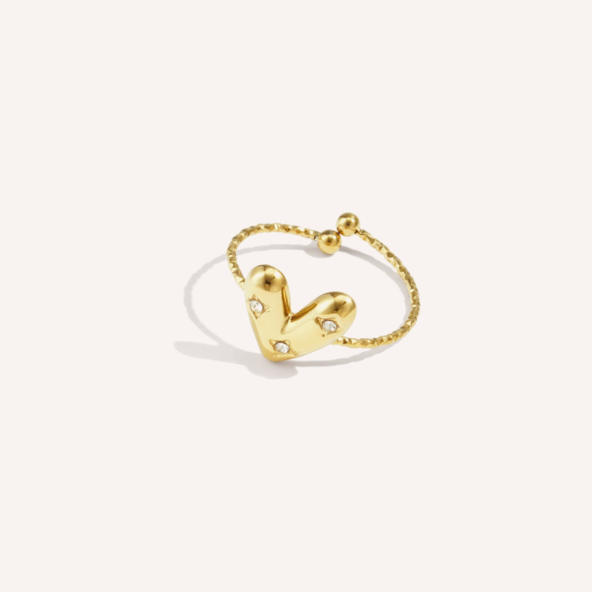 Incanto Ring, goudkleurige ring met hartje bezet met strass