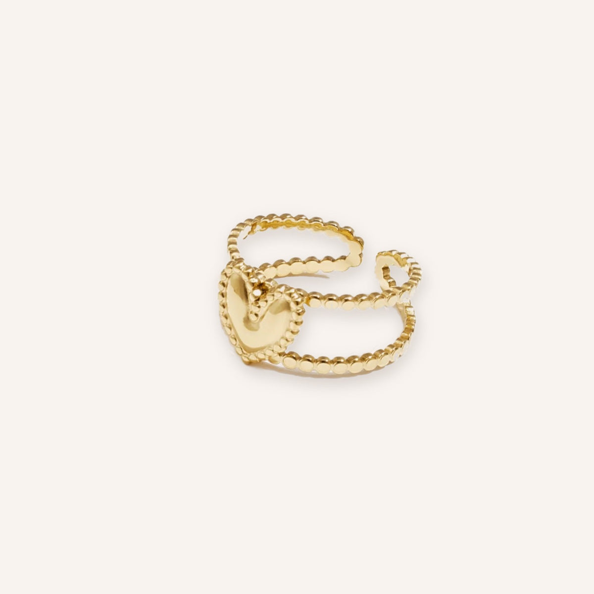 Insieme Ring, goudkleurige dubbele ring met hartje