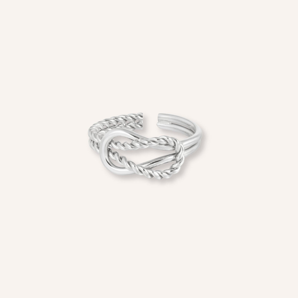 Intreccio Ring in zilver, zilverkleurige statement ring met geschakeld ontwerp